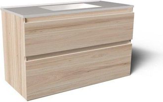 Saniclass Vita Badkamermeubelset - 100x60x46cm - 2 lades - greeploos - 1 wasbak - zonder kraangaten - overloop - keramiek - licht eiken