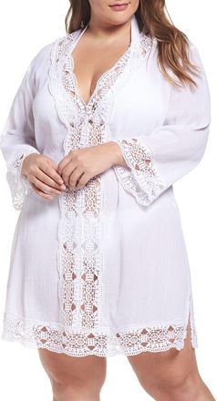 La Blanca Island Fare Cover-Up Tunic in White at Nordstrom Rack, Size 1X