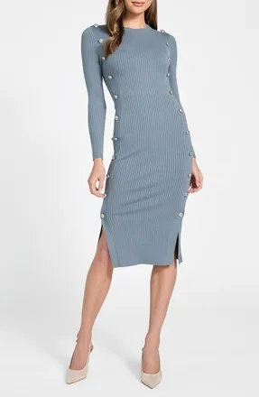 Guess Ribbed Long Sleeve Sweater Dress in Blue at Nordstrom, Size X-Small