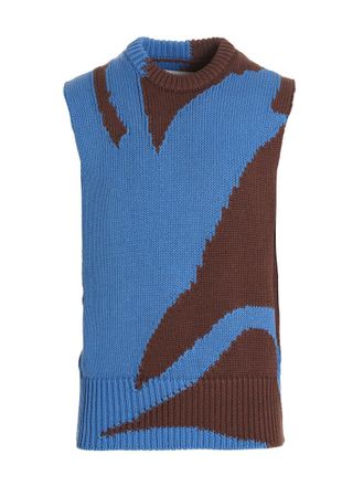 Jil Sander Blue Abstract Sweaters
