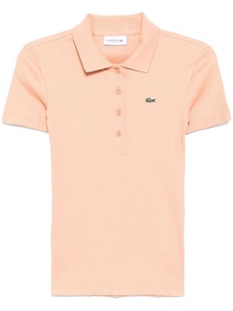 Lacoste Geribbelde polotop - Beige