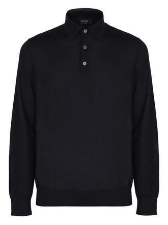 Ermenegildo Zegna ribbed long-sleeve polo shirt - Blu
