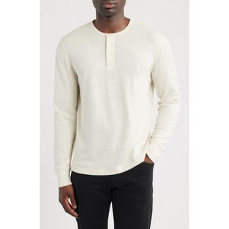 Vince Long Sleeve Pima Cotton & Modal Henley in Blanco at Nordstrom, Size Xx-Large