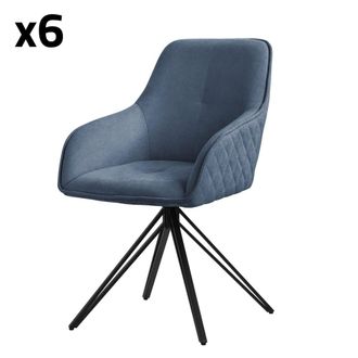 ML Design Sillas giratorias 360 grados, set de 6, azules