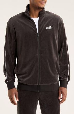 Puma Essentials Elevated Velour Track Jacket in Puma Black at Nordstrom Rack, Size X-Large