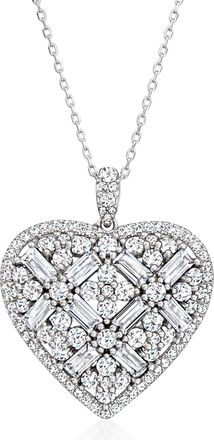 Ross-Simons CZ Heart Pendant Necklace in Sterling Silver