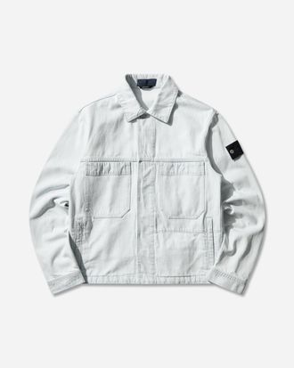Stone Island Men s Indigo Denim-Ultra Bleached Coach Jacket Blue Extra Bleach
