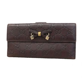 Gucci Brown Leather Long Wallet (Bi-Fold) (Pre-Owned)