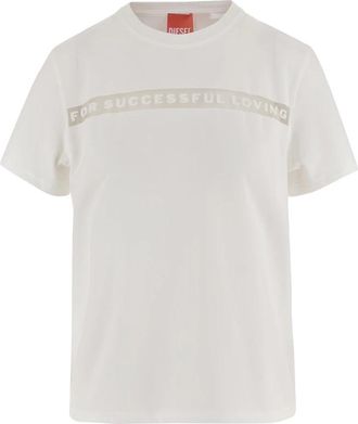 Diesel T-shirt met ronde hals - Dames - T-shirts - Wit - S - Katoen - Tops