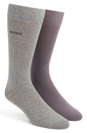 BOSS Assorted 2-Pack Cotton Blend Dress Socks in Open Purple at Nordstrom, Size 7-13