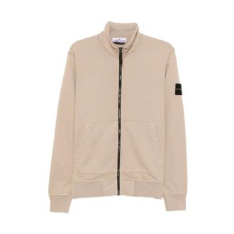 Stone Island Zip-throughs, male, Beige, Size: 2XL Cotton Waffle Fleece Sweatshirt