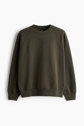 H&M Oversized Fit Sweatshirt in Dark Khaki Green at Nordstrom, Size X-Large