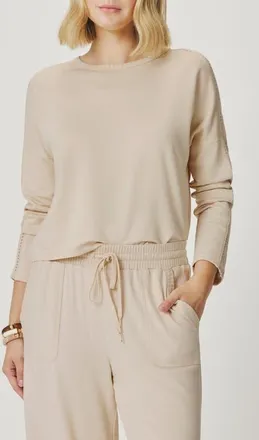 Splendid Jada Pointelle Sweatshirt in Light Fawn Beige at Nordstrom, Size Small