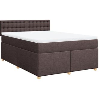 vidaXL Cama Box Spring Con Colch&oacute;n Tela Marr&oacute;n Oscuro 160x200 Cm Vidaxl