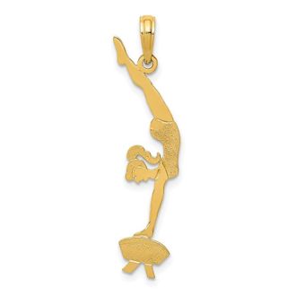 Diamond2Deal 14k Yellow Gold Solid Polished Gymnast Pendant