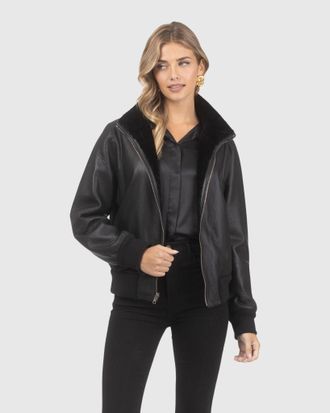 Gorski REVERSIBLE TEXTURED SHEARLING LAMB BOMBER JACKET