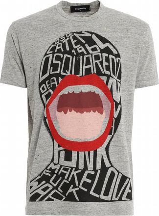 Dsquared2 Womens Drilled And Printed T-Shirt In Grey