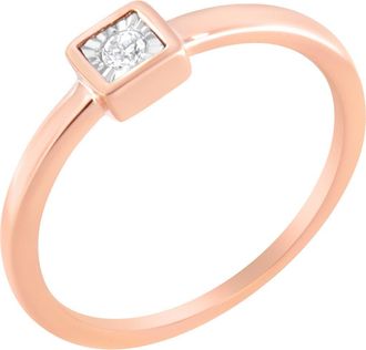 House of Brilliance 14K Rose Gold Plated Silver Miracle Set Diamond Promise Ring in Rose Gold Over Silver at Nordstrom, Size 6