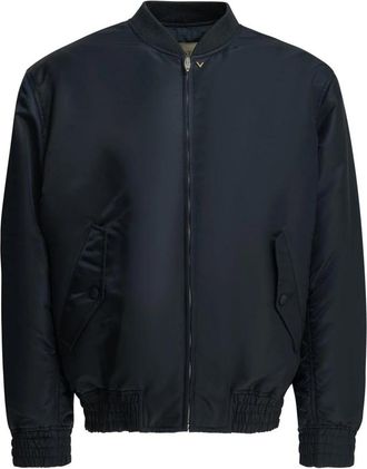 Valentino Nylon Bomberjack Met Vgold - Heren - Bomber jackets - Blauw - L - Nylon - Jassen