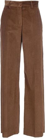Max Mara Velvet Katoenen Broek met Wijde Pijpen - Dames - Wijde Broeken - Bruin - XS - Katoen - Broeken