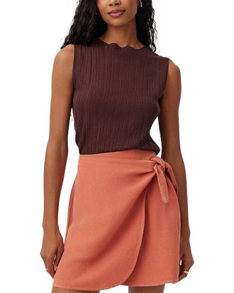 Bella Dahl Textured Ribbed Mock Neck Linen-Blend Top