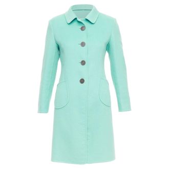 Jil Sander turquoise blue angorawool patch pocket minimal coat FR34 XS