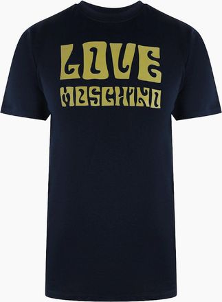 Love Moschino Mens Love Moschino Navy Blue T-Shirt Groovy Logo - Black - Size: 44