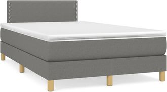 vidaXL Vidaxl - Cama Box Spring Con Colch&oacute;n Y Led Tela Marr&oacute;n Oscuro 120x190 Cm