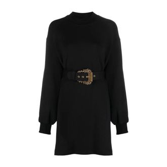 Versace Jeans Couture Baroque Buckle Sweatshirt Dress - female - Versace Jeans Couture - Short Dresses - Black - XS - Dresses