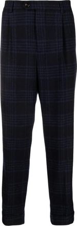 Brunello Cucinelli Navy Plaid Tailored Trousers, Brand Size 56 (US Size 40)