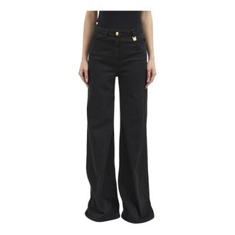 Elisabetta Franchi Wide Jeans, female, Black, Size: W25 Palazzo Jeans