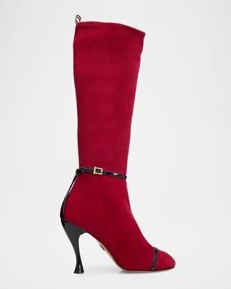 Thom Browne 105mm Trompe L & apos;oeil Suede Knee-High Boots