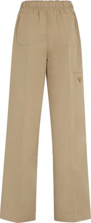 Prada Womens Wide-Leg Cotton Trousers Beige