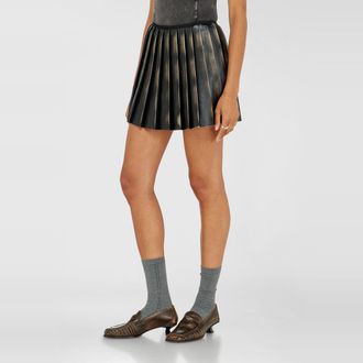 Diesel Short pleated skirt with distressed effect - Skirts - Woman - Brown