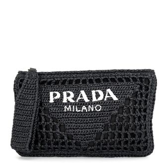 Prada Black Raffia Clutch Bag (Pre-Owned)