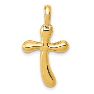 Diamond2Deal 14k Yellow Gold Polished Freeform Cross Pendant