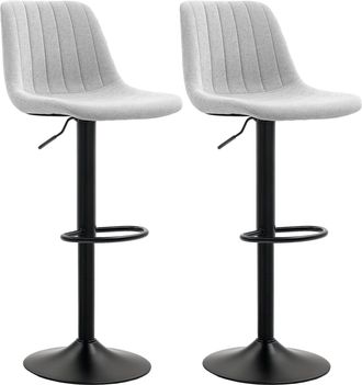 HOMCOM Bar Stools Set Of 2 Adjustable Swivel Bar Chairs With Backrest - Grey | TJ Hughes