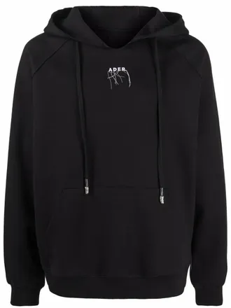 Ader Error logo drawstring hoodie - unisex - Polyester/Cotton - 1 - Black
