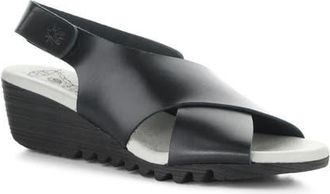 FLY London Orfy Slingback Wedge Sandal in Black at Nordstrom, Size 10-10.5Us