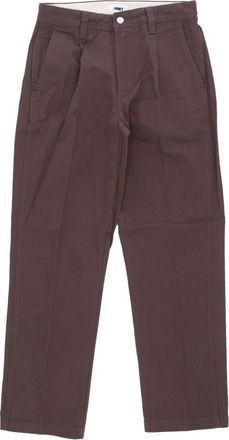 Obey Donkerbruine katoenen canvas broek - Heren - Straight fit broeken - Bruin - W34 - Katoen - Broeken