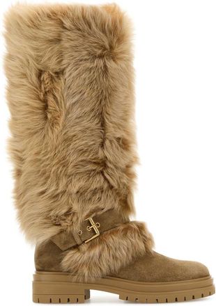 Gianvito Rossi Beige Buckle Strap Boots