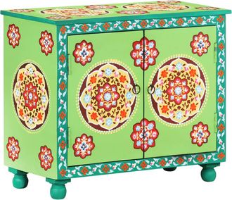 vidaXL Aparador Madera De Mango Pintado A Mano Multicolor 70x35x60 Cm Vidaxl