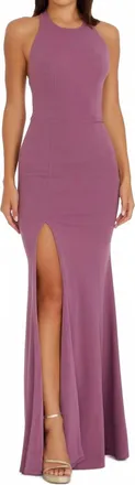 Dress The Population Paige Halter Neck Mermaid Gown In Orchid