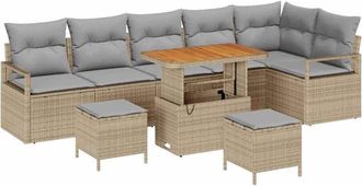 vidaXL Garden Sofa Set 9 pcs Beige and Light Grey 90 x 55 x 71 cm vidaXL