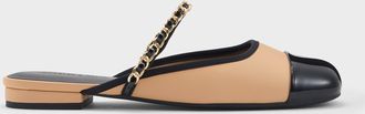 Charles & Keith Patent Two-Tone Chain-Strap Mules