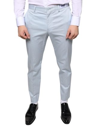 Dolce & Gabbana Mens Light Blue Cotton Dress Pants Elastane