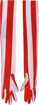 Dolce & Gabbana Red and White Striped Nylon Gloves - Red