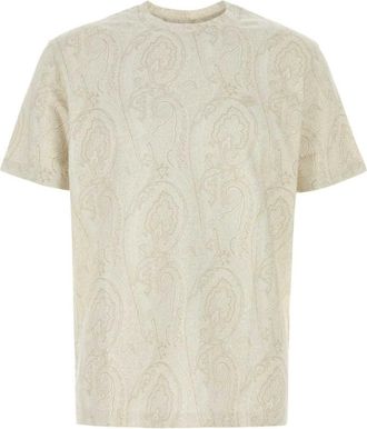 Etro Cream Crewneck Printed T-Shirt