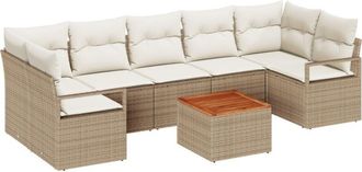 vidaXL Garden Sofa Set with Cushion 8 pcs Beige Poly rattan Vidaxl