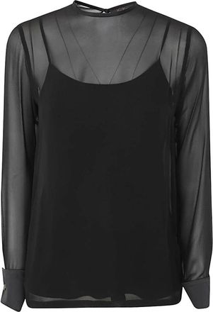 Max Mara Zijden Georgette Blouse - Dames - Blouses - Zwart - 3XS - Overhemden